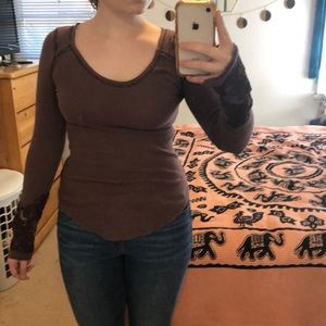 Free people maroon long sleeve